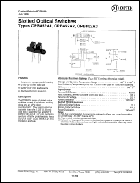 OPB852A1 datasheet: Slotted optical switch OPB852A1