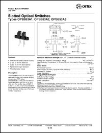 OPB853A2 datasheet: Slotted optical switch OPB853A2