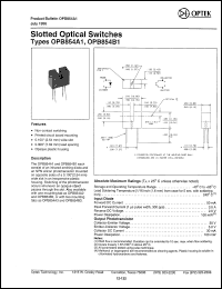 OPB854A1 datasheet: Slotted optical switch OPB854A1