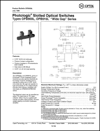 OPB901W55 datasheet: Wide gap slotted optical switch OPB901W55