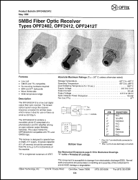 OPF2402 datasheet: 5MBd fiber optic receiver OPF2402