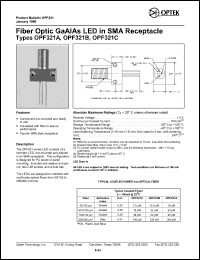 OPF321A datasheet: Fiber optic GaAlAs LED in SMA receptacle OPF321A