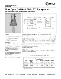 OPF322B datasheet: Fiber optic GaAlAs LED in ST receptacle OPF322B