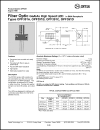 OPF391A datasheet: Fiber optic GaAlAs high speed LED OPF391A