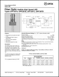 OPF397D datasheet: Fiber optic GaAlAs high speed LED OPF397D