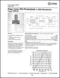 OPF421 datasheet: Fiber optic PIN photodiode OPF421