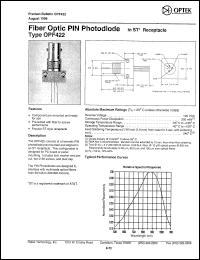 OPF422 datasheet: Fiber optic PIN photodiode OPF422