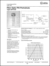 OPF470 datasheet: Fiber optic  PIN photodiode OPF470