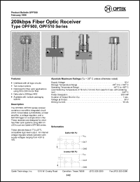 OPF501 datasheet: 200 kbps Fiber optic receiver OPF501