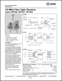 OPF562 datasheet: 125 MHz Fiber optic receiver OPF562