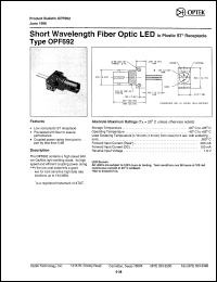 OPF692 datasheet: Short wavelength fiber optic LED OPF692