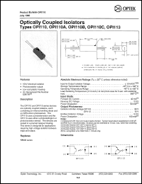 OPI113 datasheet: Optically coupled isolator OPI113