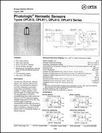 OPL812 datasheet: Photologic hermetic sensor OPL812