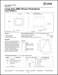 OPR5913 datasheet: Large area SMD silicon photodiode OPR5913