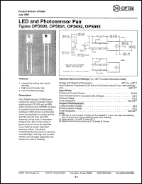 OPS693 datasheet: LED and photosensor pair OPS693