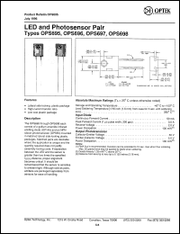 OPS698 datasheet: LED and photosensor pair OPS698