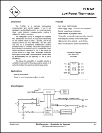 ELM341P datasheet: Low power thermostat. ELM341P