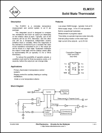 ELM331P datasheet: Solid state thermostat. ELM331P