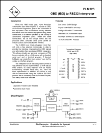 ELM323P datasheet: OBD(ISO) to RS232 interpreter. ELM323P