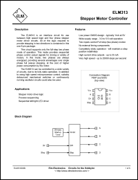 ELM313SM datasheet: Stepper motor controller ELM313SM