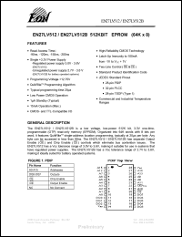 EN27LV512B150TI datasheet: 512Kbit EPROM (64K x 8). Speed 150ns. Single +3.3V power supply - unregulated power supply 2.7V - 3.6V EN27LV512B150TI