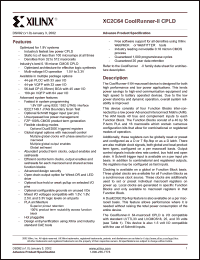 XC2C64-4VQ44C datasheet: CoolRunner-II CPLD XC2C64-4VQ44C