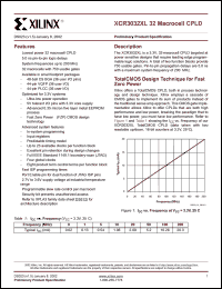 XCR3032XL-10PC44I datasheet: 32 macrocell CPLD. Speed 10ns pin-to-pin delay. Vcc = 2.7V to 3.6V. XCR3032XL-10PC44I