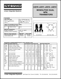 LS310 datasheet: Monolithic dual NPN transistor LS310