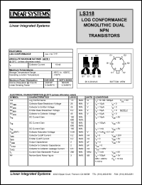 LS318 datasheet: LOg conformance monolithic dual NPN transistor LS318