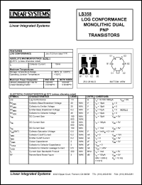 LS358 datasheet: LOG conformance monolithic dual PNP transistor LS358