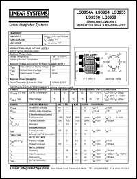 LS3956 datasheet: Low noise low drift monolithic dual N-channel JFET LS3956