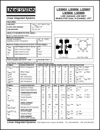 LS5905 datasheet: Low leakage low drift monolithic dual N-channel JFET LS5905