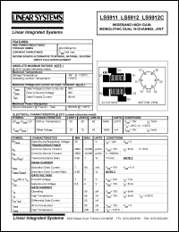 LS5912C datasheet: Wideband high gain monolithic dual N-channel JFET LS5912C