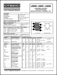 LS840 datasheet: Low noise low drift low capacitance monolithic dual N-channel JFET LS840