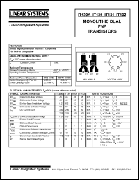 IT130 datasheet: Monolithic dual PNP transistor IT130