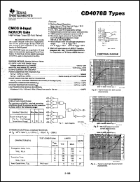 CD4078BF datasheet:  CMOS 8-INPUT NOR/OR GATE CD4078BF