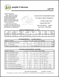 L8711P datasheet: 7 Watt, silicon gate enhancement mode RF power LDMOS transistor L8711P