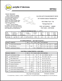 SR704U datasheet: 150 Watt, silicon gate enhancement mode RF power VDMOS transistor SR704U