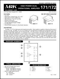 MSK172 datasheet: High power dual operational amplifier MSK172