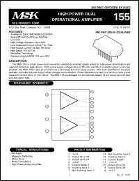 MSK155E datasheet: High power dual operational amplifier MSK155E