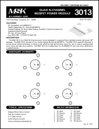 MSK3013 datasheet: Quad N-channel MOSFET power module MSK3013