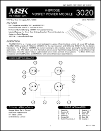 MSK3020 datasheet: H-bridge MOSFET power module MSK3020