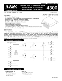 MSK4300HU datasheet: 75 V, 10A, 3 phase MOSFET bridge with intelligent integrated gate drive MSK4300HU