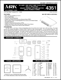 MSK4351D datasheet: 500 V, 50A,  smart power 3-phase motor drive power hybrid MSK4351D