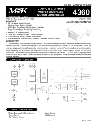 MSK4360S datasheet: 500 V, 25A IGBT plus diode fully isolated smart power 3-phase motor drive power hybrid MSK4360S