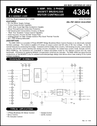 MSK4364H datasheet: 55 V, 5A, 3-phase MOSFET brushless motor controller MSK4364H
