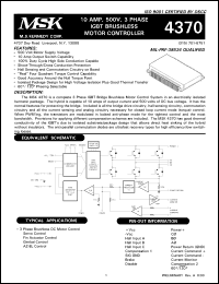 MSK4370HU datasheet: 500 V, 10A, 3-phase IGBT brushless motor controller MSK4370HU