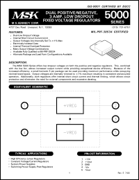 MSK5004TS datasheet: Dual positive/negative, 3A, low dropout fixed voltage regulator MSK5004TS