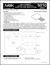 MSK5010-12ZD datasheet: 12 V,High current, super low dropout fixed voltage regulator MSK5010-12ZD