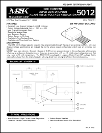 MSK5012TS datasheet: High current, super low dropout adjustable voltage regulator MSK5012TS